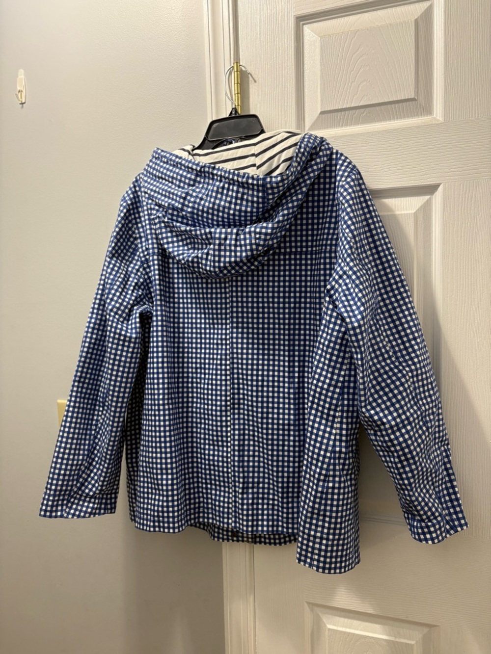 Boden Blue Gingham Hooded Toggle Rain Jacket Size US 18 - Picture 3 of 5